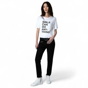 > Zadig & Voltaire Eva Anthra Zip Moto Jeans Black Sz 27 |‎ French Rock Chic